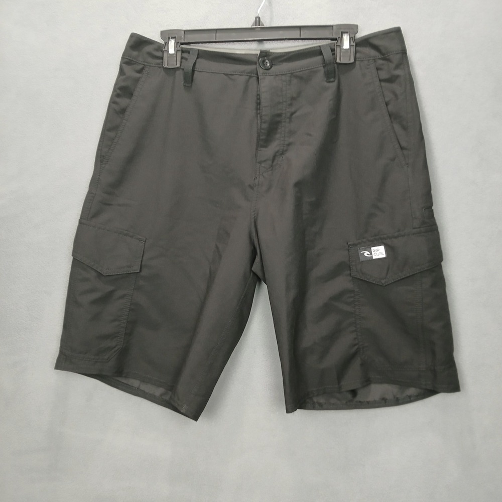 Rip Curl Mirage Boardwalks Cargo Shorts Mens 33 Black Mesh Lined Stretch Summer
